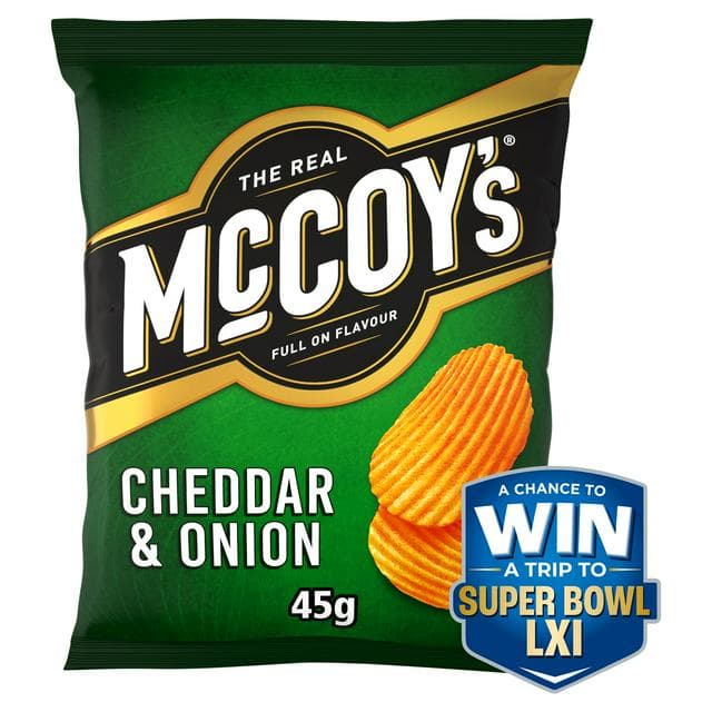 McCoy's Ridge Cut Cheddar & Onion Flavour Potato Crisps 45g - gallery image 1