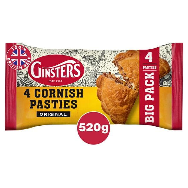 Ginsters Cornish Pasty x4 520g - gallery image 1