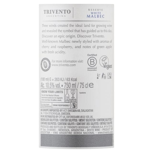 Trivento Reserve White Malbec White Wine 75cl - gallery image 3