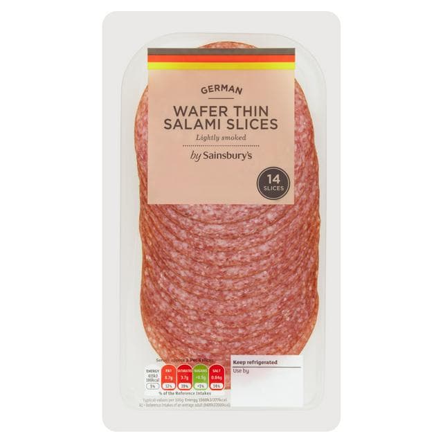 Sainsbury's German Wafer Thin Salami Slices x14 80g - gallery image 1