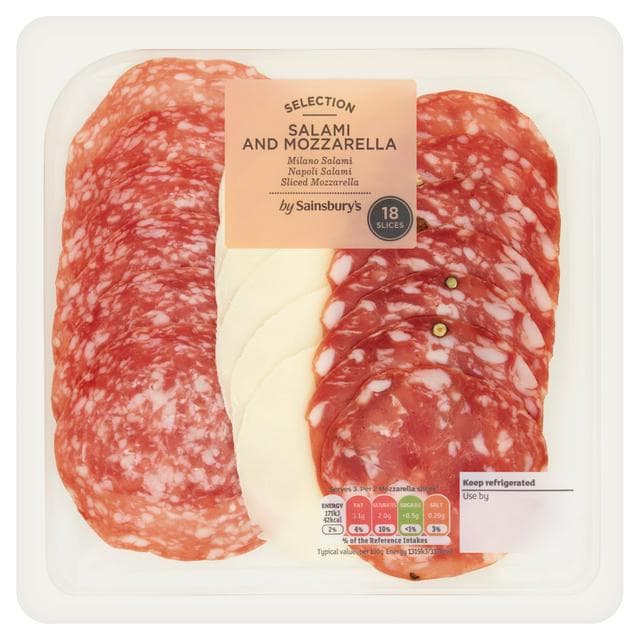 Sainsbury's Selection Salami & Mozzarella Slices x18 100g - gallery image 1