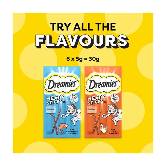Dreamies Meaty Sticks 30g Scrumptious Salmon Adult Cat Treats - gallery image 5