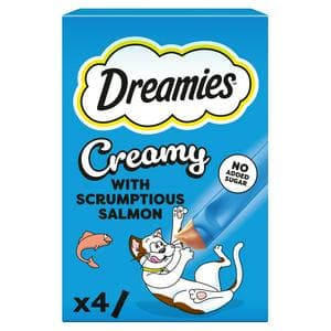 Dreamies Creamy 4 x 10g Cat & Kitten Treat with Scrumptious Salmon Flavour