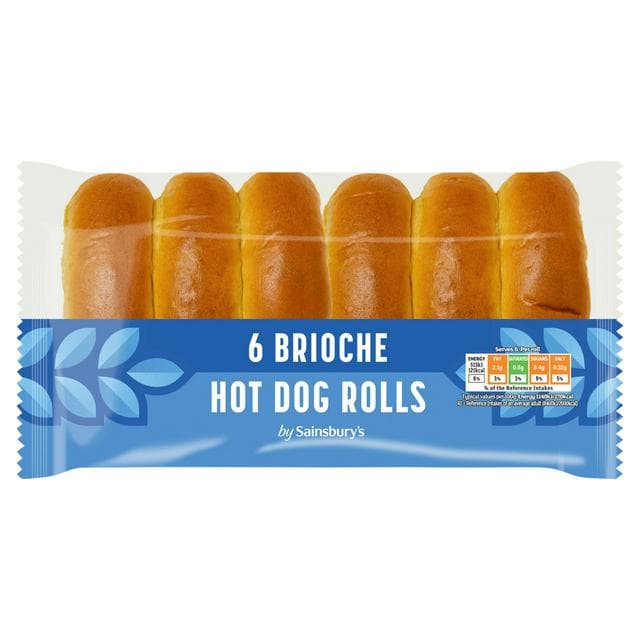 Sainsbury's Brioche Hot Dog Rolls x6 - gallery image 1