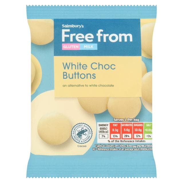 Sainsbury's Free From White Chocolate Buttons 25g - gallery image 1