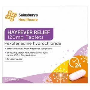 Sainsbury's Hayfever Allergy Relief Fexofenadine Tablets 120mg