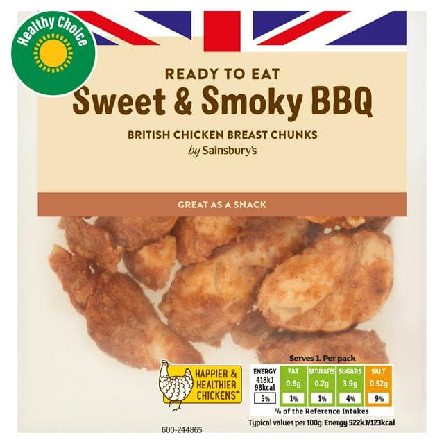 Sainsbury's Sweet & Smoky BBQ Chicken Breast Chunks 80g - gallery image 1