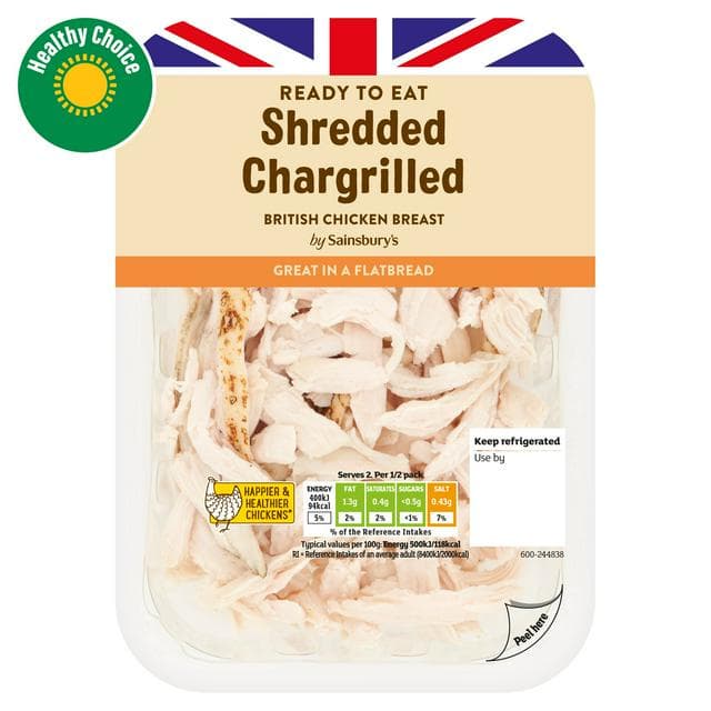 Sainsbury's Chargrilled Shredded British Chicken Breast 160g (Ready to Eat) - gallery image 1