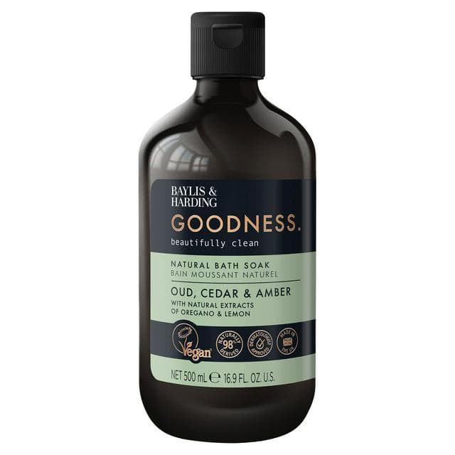 Baylis & Harding Goodness Oud Cedar & Amber Natural Bath Soak 500ml - gallery image 1