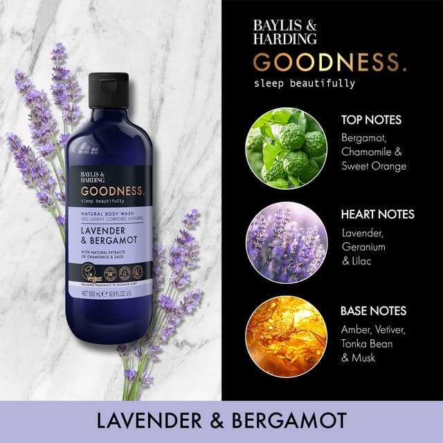 Baylis & Harding Goodness Natural Body Wash Lavender & Bergamot 500ml - gallery image 3