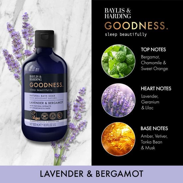 Baylis & Harding Lavender & Bergamot Goodness Natural Bath Soak 500ml - gallery image 3