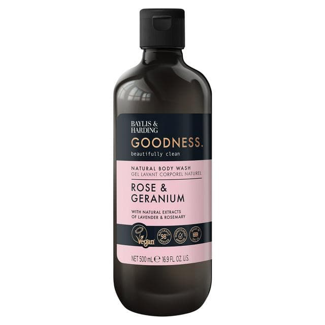 Baylis & Harding Goodness Rose & Geranium Natural Body Wash 500ml - gallery image 1