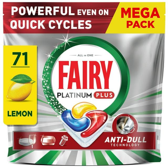 Fairy 71 Platinum Lemon Dishwasher Tablets - gallery image 1