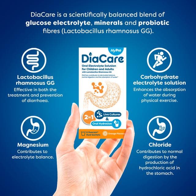 Diacare Oral Electrolyte Solution for Children & Adults Orange Flavour 6x6.5g - gallery image 2