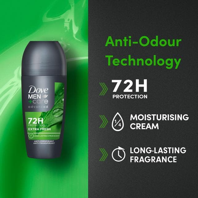 Dove Men+Care Antiperspirant Extra Fresh Deodorant Roll On 50ml - gallery image 2