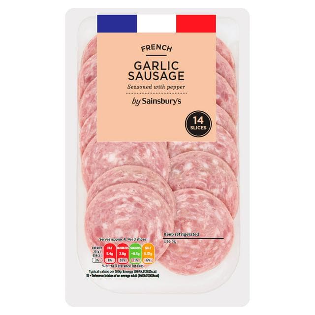 Sainsbury's French Garlic Sausage Slices x14 100g - gallery image 1