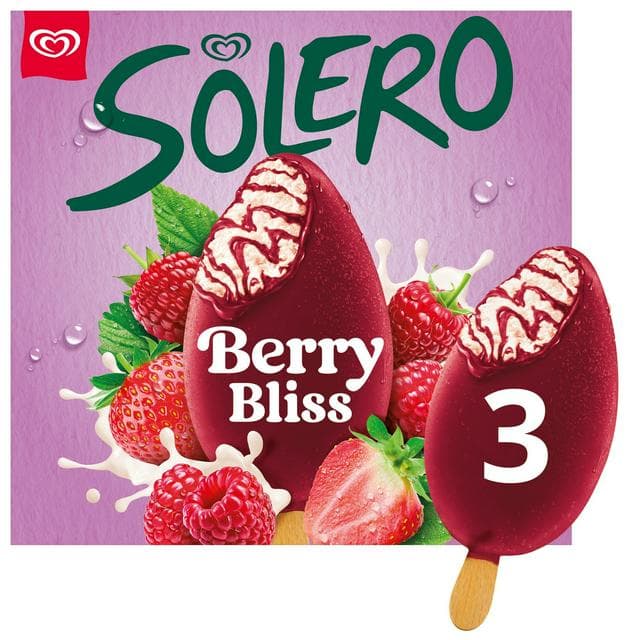 Solero 3 x 90ml Berry Bliss Ice Cream Lollies - gallery image 1