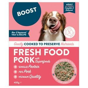 Boost Dog Food Pork with Superfoods Complete Meal for Adult Dogs 400g