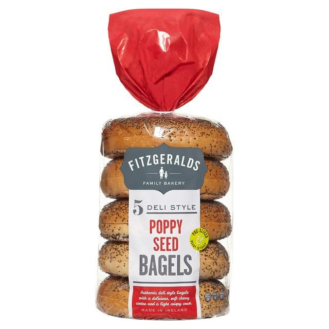 Fitzgeralds Family Bakery Deli Style Poppy Seed Bagels x5 425g - gallery image 1