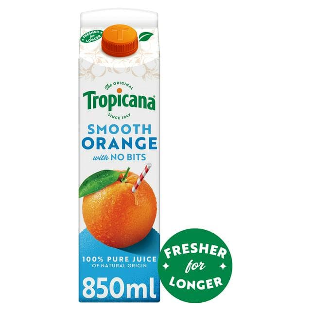 Tropicana Smooth Orange with No Bits 850ml - gallery image 1