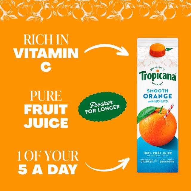 Tropicana Smooth Orange with No Bits 850ml - gallery image 2
