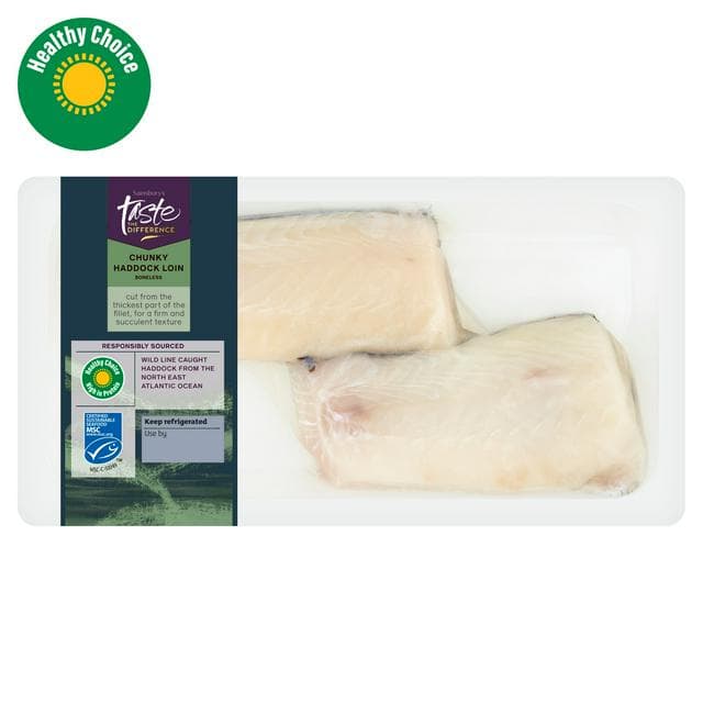 Sainsbury's Skin on MSC Haddock Loins, Taste the Difference 270g - gallery image 1