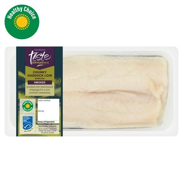 Sainsbury's Skin on MSC Smoked Haddock Loins, Taste the Difference 250g - gallery image 1