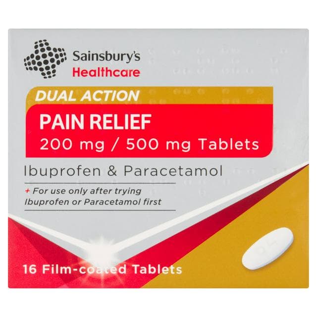 Sainsbury's Healthcare Dual Action Pain Relief Ibuprofen & Paracetamol Film Coated Tablets x16 - gallery image 1