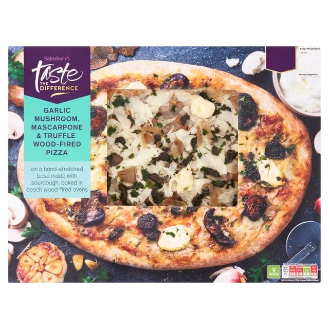 Sainsbury's Garlic Mushroom Mascarpone & Truffle Wood Fired Pizza, Taste the Difference 425g - gallery image 1