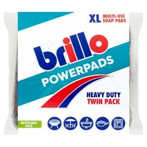 Brillo Powerpads XL Multi Use Soap Pads Heavy Duty Twin Pack