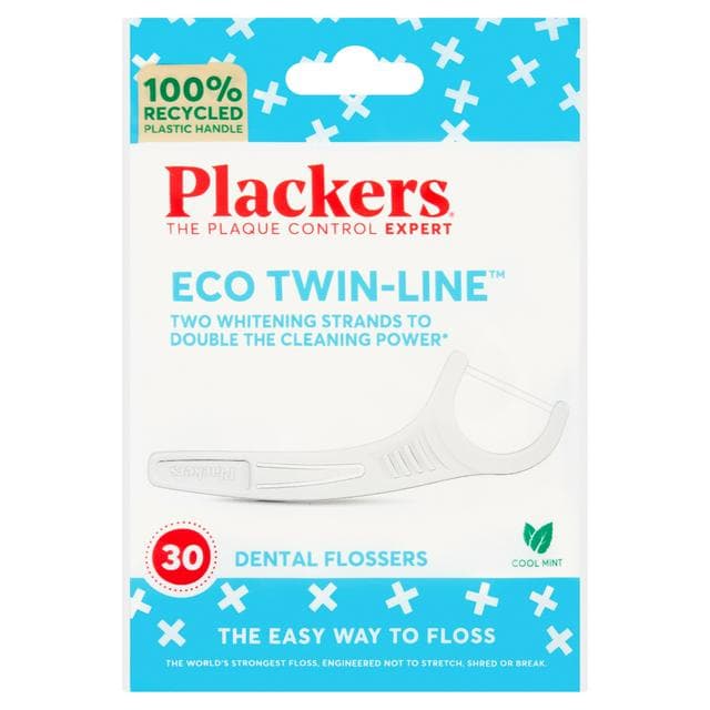 Plackers Eco Twin Line Cool Mint Dental Flossers x30 - gallery image 1