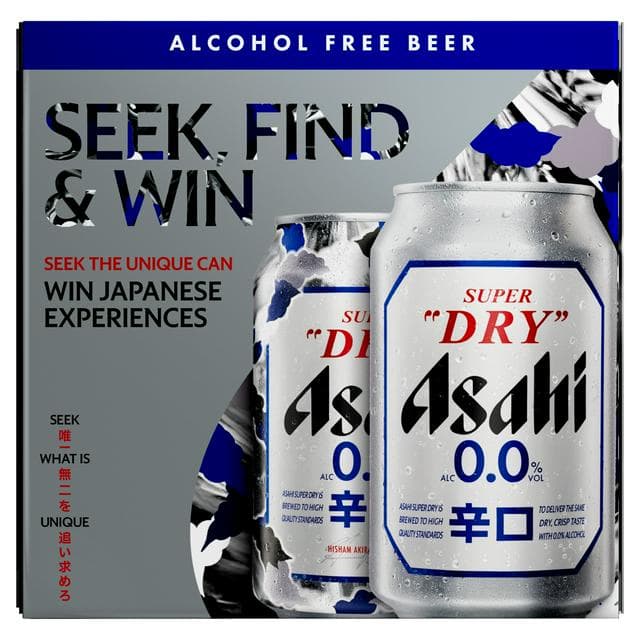 Asahi Super Dry 0.0% Alcohol Free Cans 4 x 330ml - gallery image 1