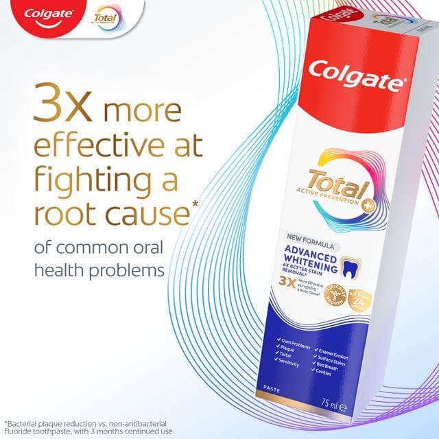 Colgate Total Active Prevention + Advanced Teeth Whitening Toothpaste 75ml - gallery image 2