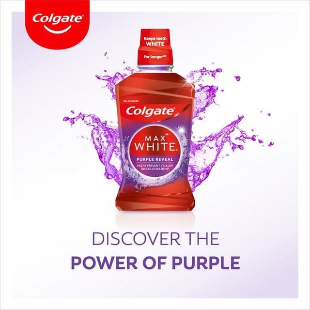 Colgate Max White Purple Reveal Mouthwash Alcohol Free 500ml - gallery image 2