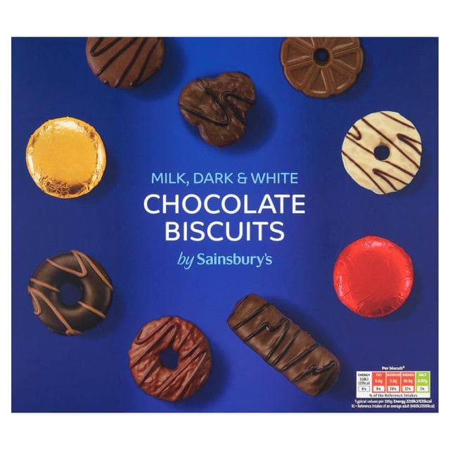 Sainsbury's 400g Milk, Dark & White Chocolate Biscuit Selection - gallery image 1