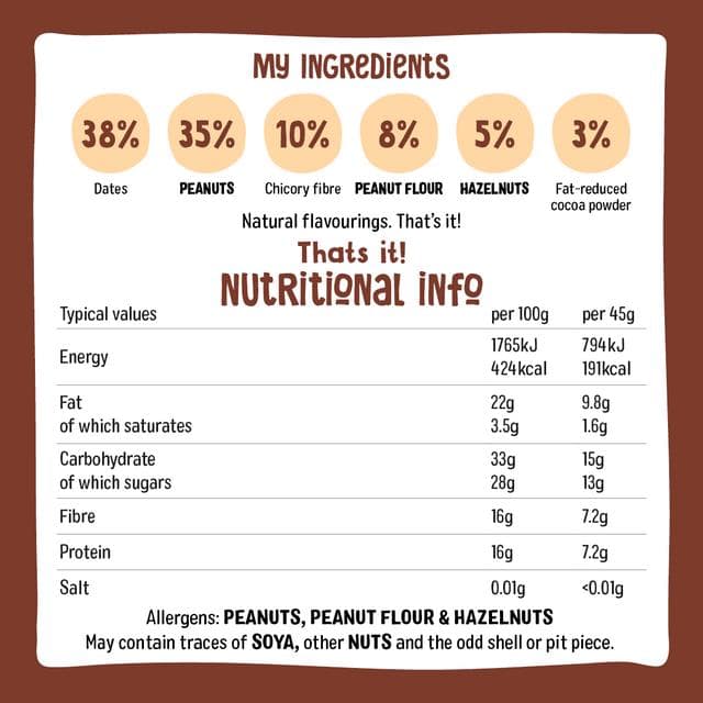 Nakd Cocoa Hazelnut Protein Bars 3x45g - gallery image 4