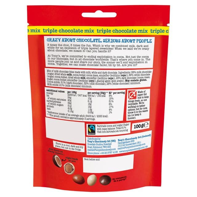 Tony's Chocolonely Littl' Bits Triple Chocolate Mix 100g - gallery image 2