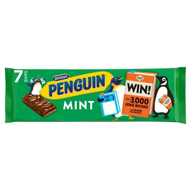 McVitie's Penguin Mint Biscuit Bar 7 x 24.6g - gallery image 1