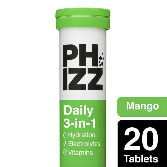 Phizz Daily 3-in-1 Hydration, Electrolytes & Vitamins Effervescent Tablets Mango x20 Tablets - gallery image 1