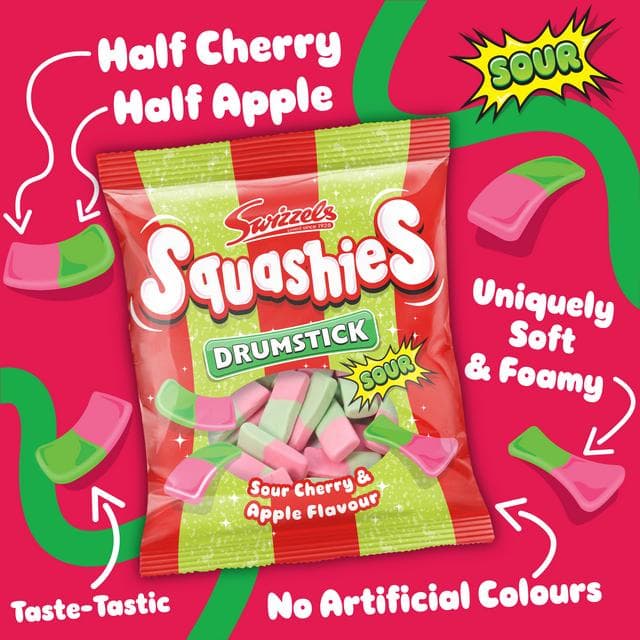 Swizzels Drumstick Squashies Sour Cherry & Apple Flavour 140g - gallery image 2