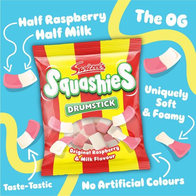 Swizzels Drumstick Squashies Original Raspberry & Milk Flavour 140g - gallery image 2
