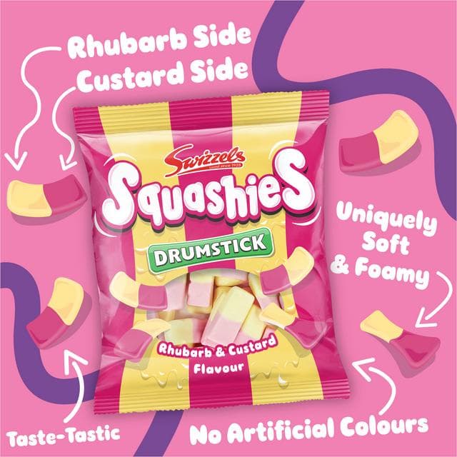 Swizzels Drumstick Squashies Rhubarb & Custard Flavour 140g - gallery image 2