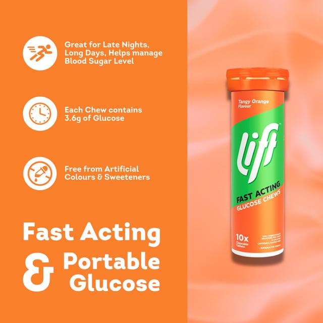 Lift Tangy Orange Fast Acting Glucose Chews x10 40g - gallery image 3