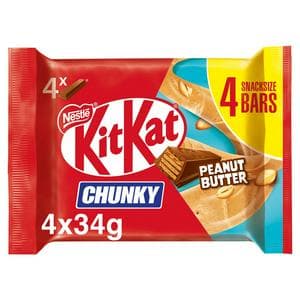 KitKat Chunky Peanut Butter Chocolate Bar Multipack x4 34g