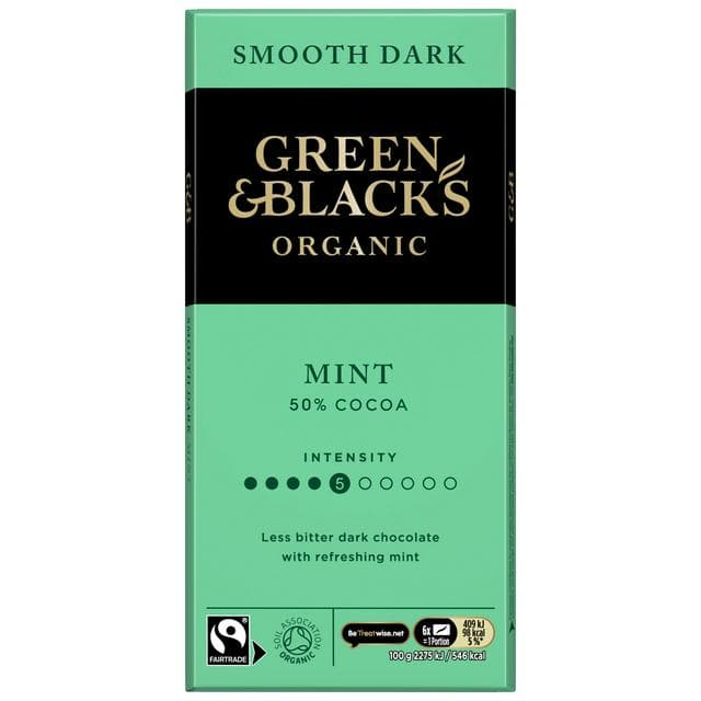 Green & Black's Organic Smooth Mint Chocolate Bar 90g - gallery image 1