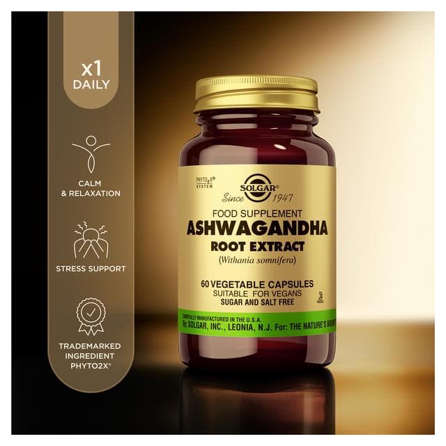 Solgar Food Supplement Ashwagandha Root Extract Vegetable Capsules x60 - gallery image 2