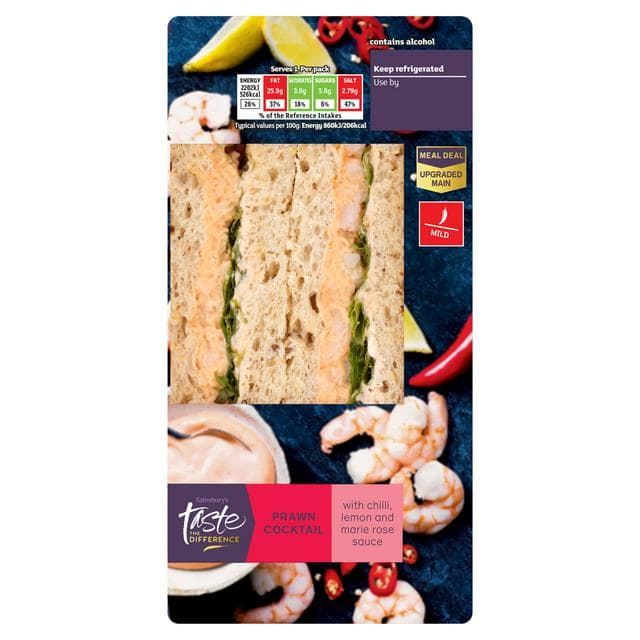 Sainsbury's Prawn Cocktail on Rye Bread Sandwich, Taste the Difference - gallery image 1