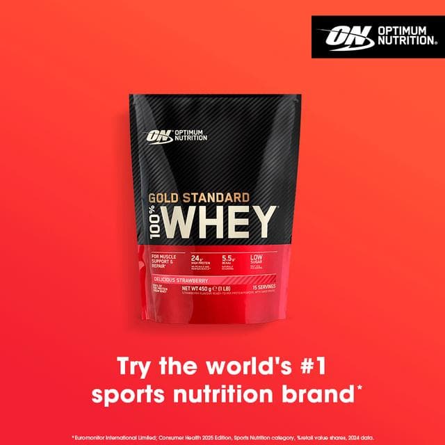 Optimum Nutrition Gold Standard Whey Protein Powder Delicious Strawberry Flavour 15 servings 450g - gallery image 3