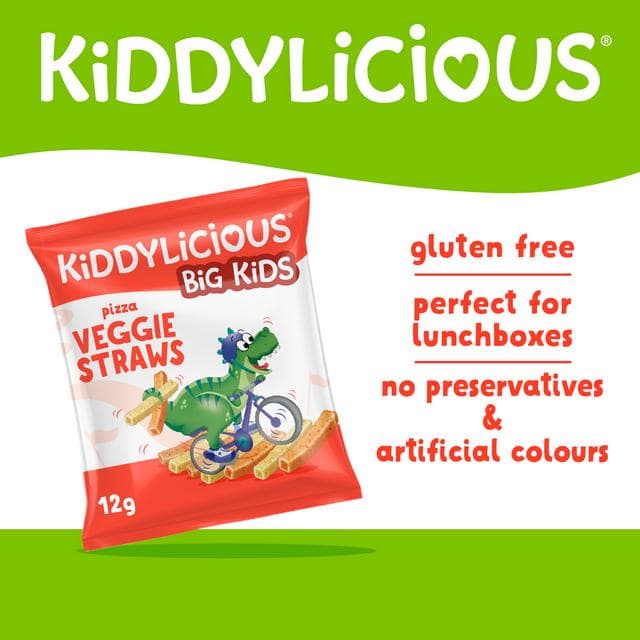 Kiddylicious Pizza Flavoured Veggie Straws Kids Snacks 4x12g - gallery image 2