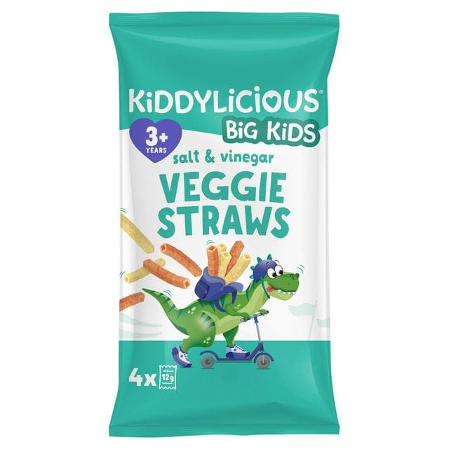 Kiddylicious Salt & Vinegar Veggie Straws Kids Snacks 4x12g - gallery image 1